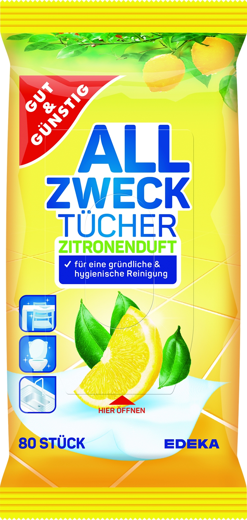 Allzweckreiniger-Tuecher Antibakt. 80er