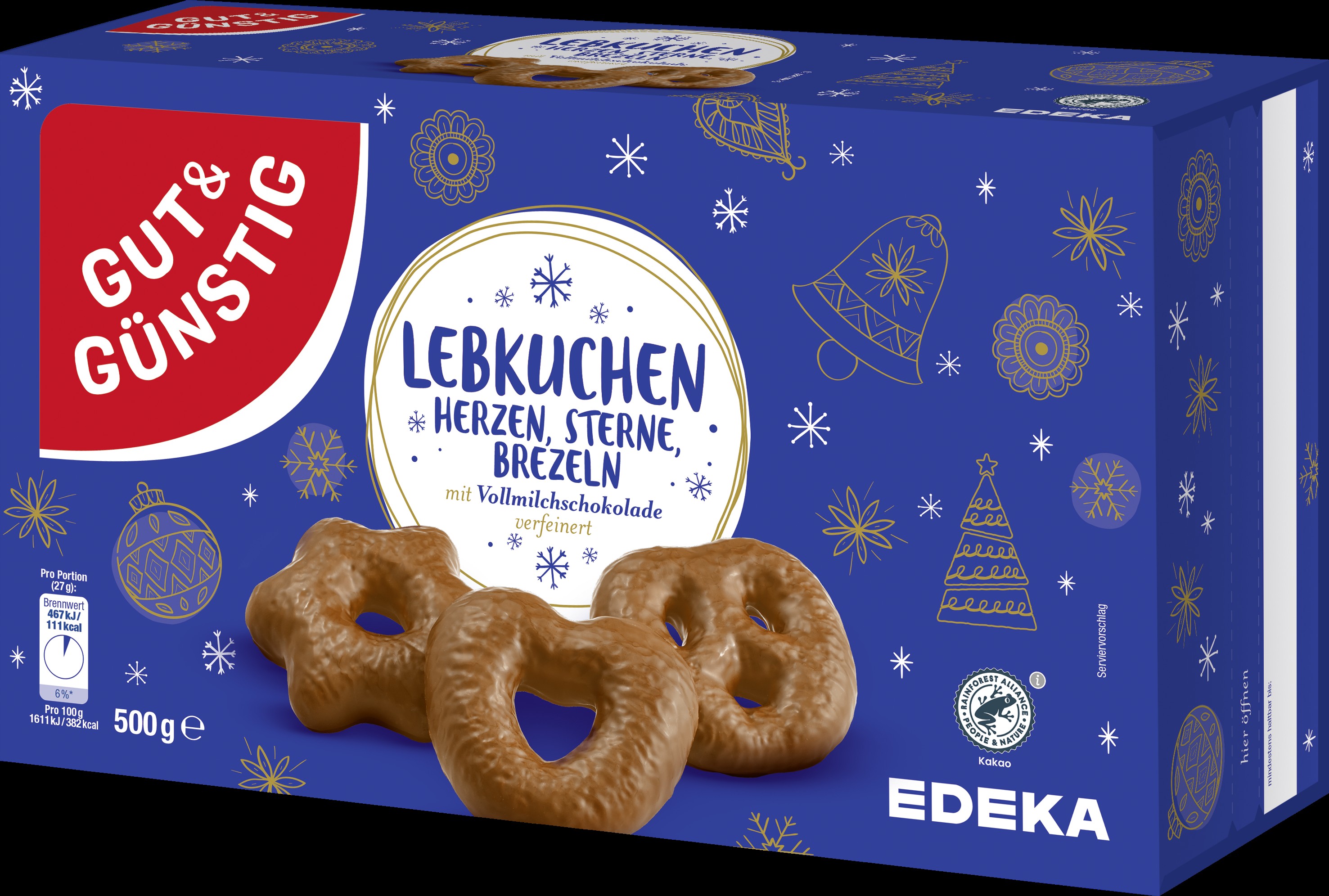 Schokoladen Lebkuchen Herzen/Sterne/Brezeln Vollmilch 500 g