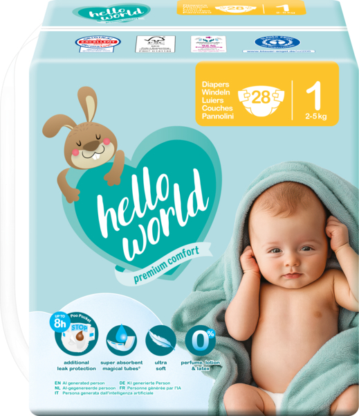 Hello World premium comfort Windeln Newborn 1