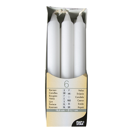 Tafelkerzen weiss Ø2,15cm H=19,6cm 10er