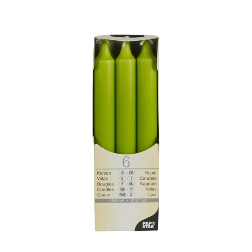 Tafelkerzen kiwi Ø2,15cm H=19,6cm 6er