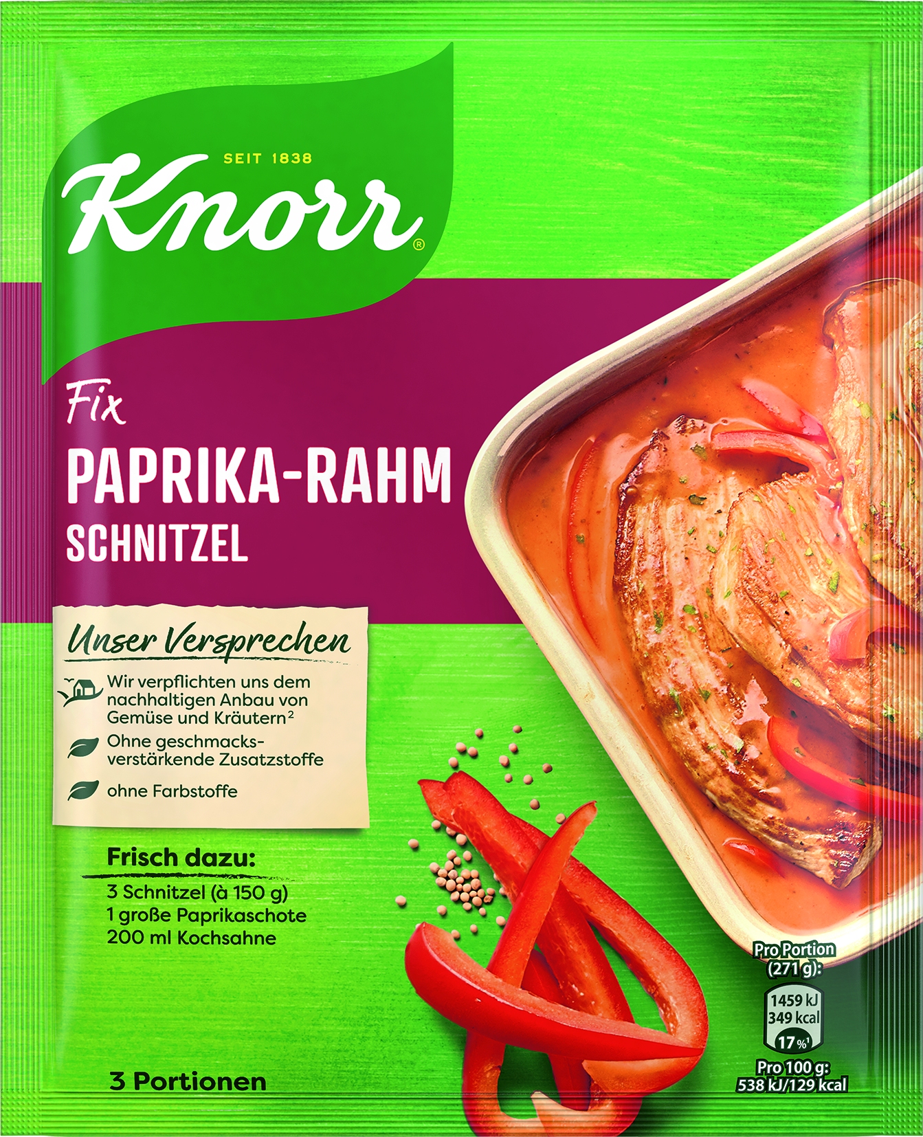 Fix fuer Paprika-Rahm Schnitzel 43g