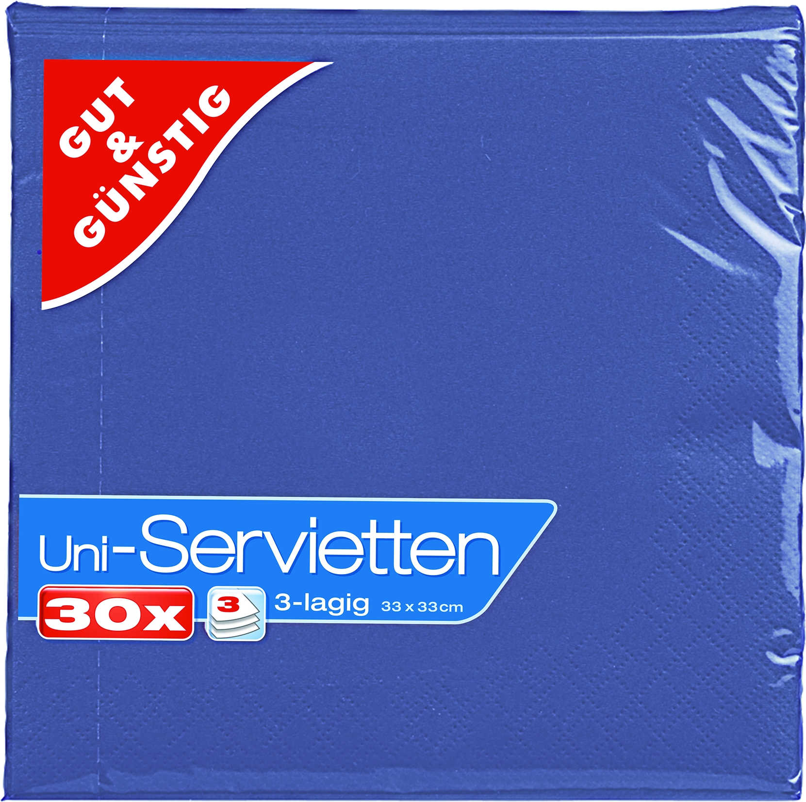 Napkins darkblue, 33x33cm, 3-ply, 30pc