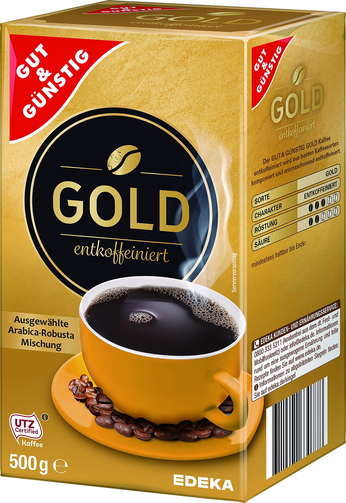 Roestkaffee Gold entkoffeiniert gemahlen   