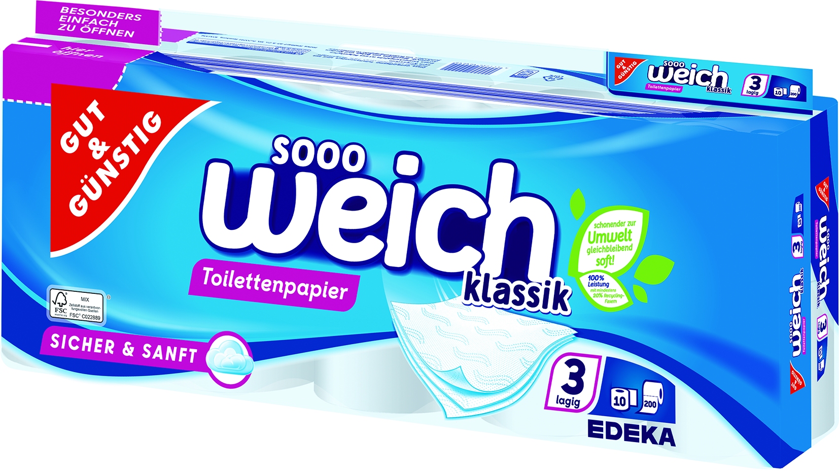 Toilettenpapier Classic 3-lag.10x200Bl.