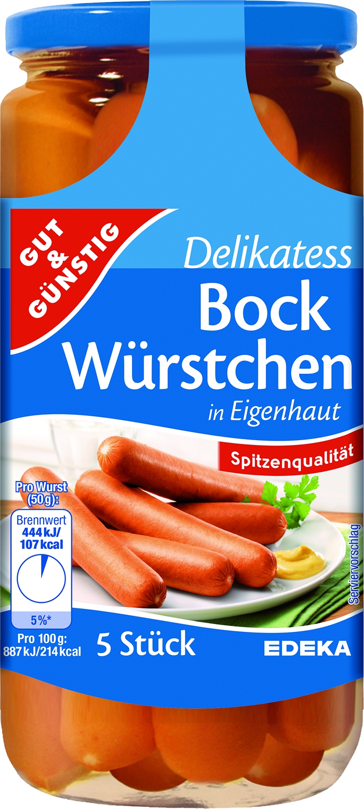 Saftbockwurst in Eigenhaut 5 St= 250 gr