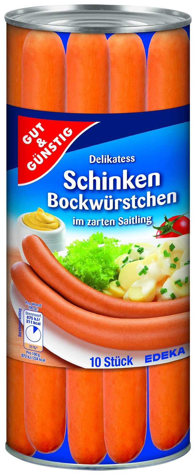 Schinkenbockwurst im Saitling 10 St. = 900g