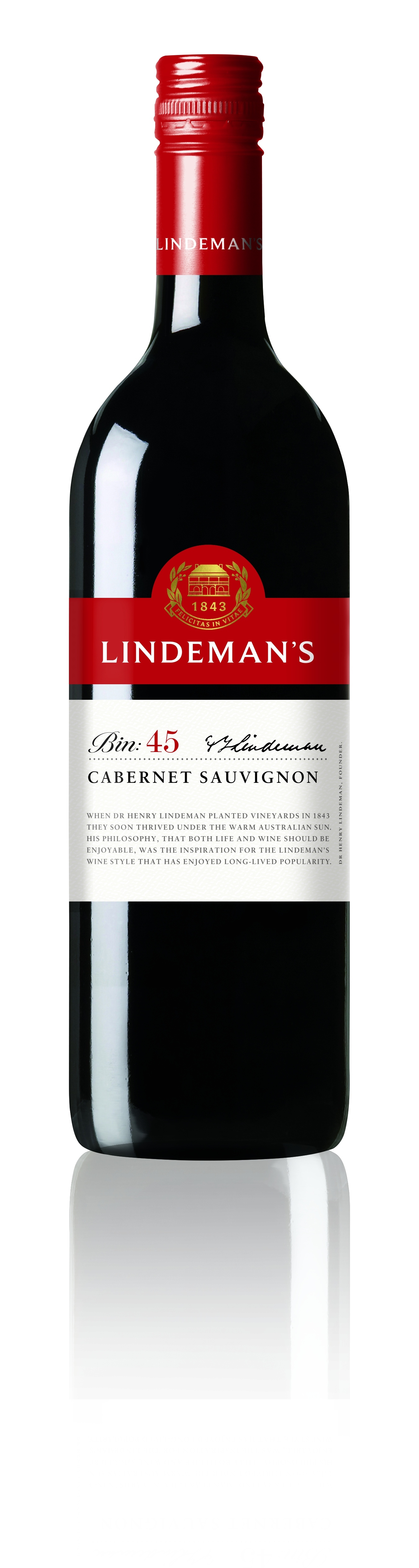 Linedemans, BIN 45, Cabernet Sauvignon, dry, red  (screw cork)