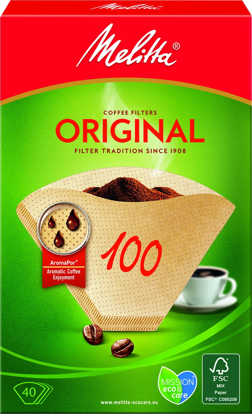 Coffee filter 100,  natute brown 40 pc.