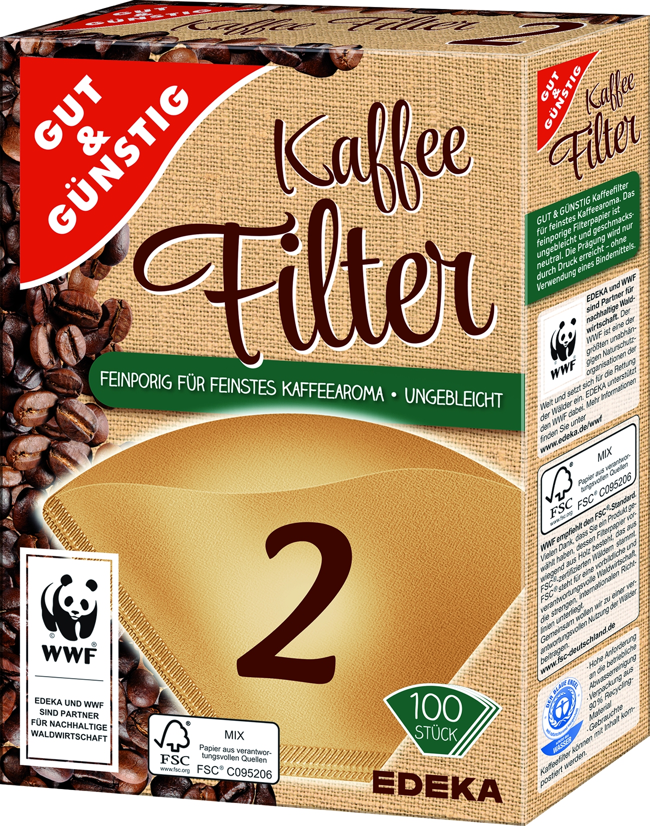 Kaffeefilter Gr.2 naturbraun 100St.