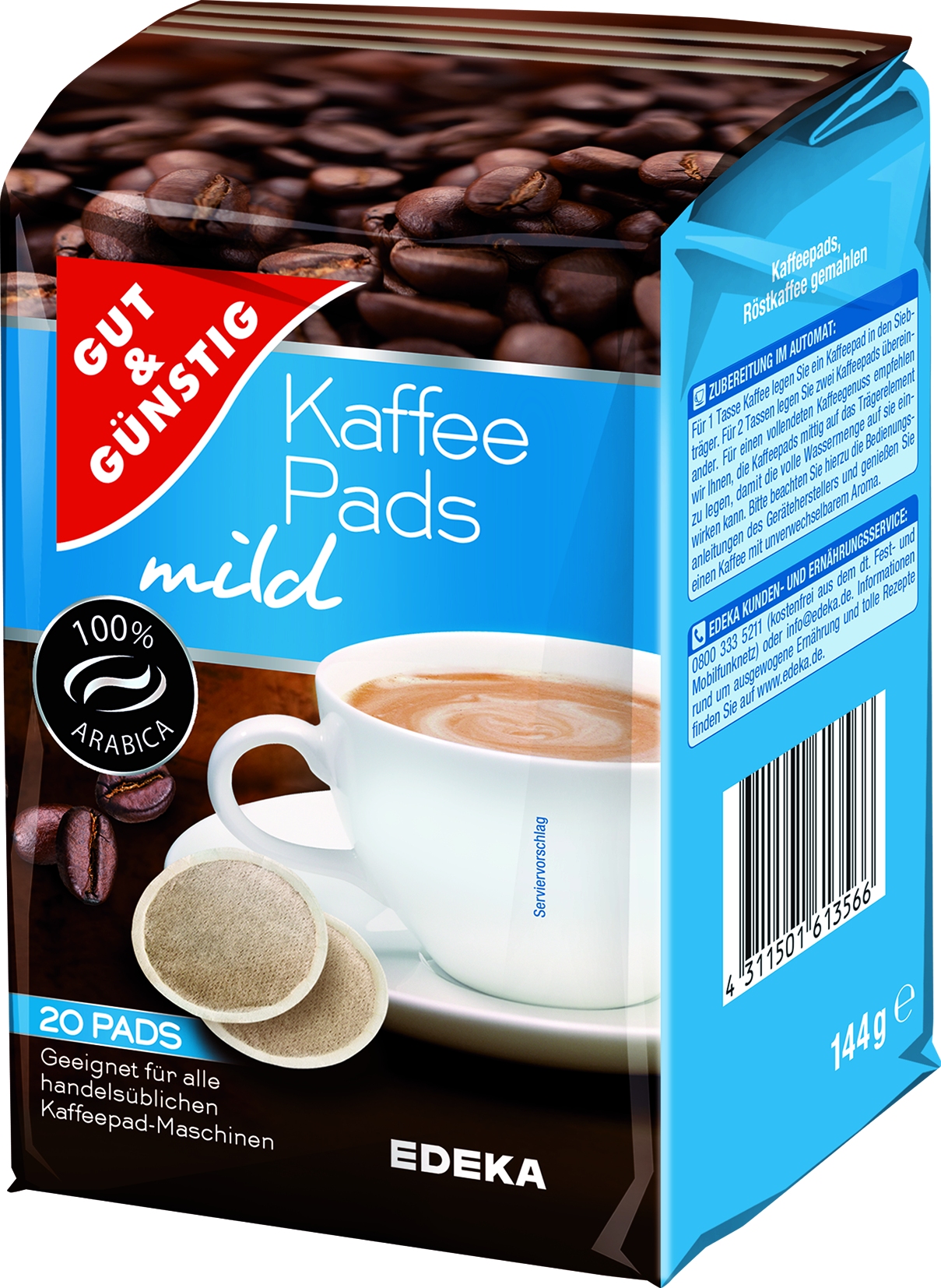 Coffee pads mild   