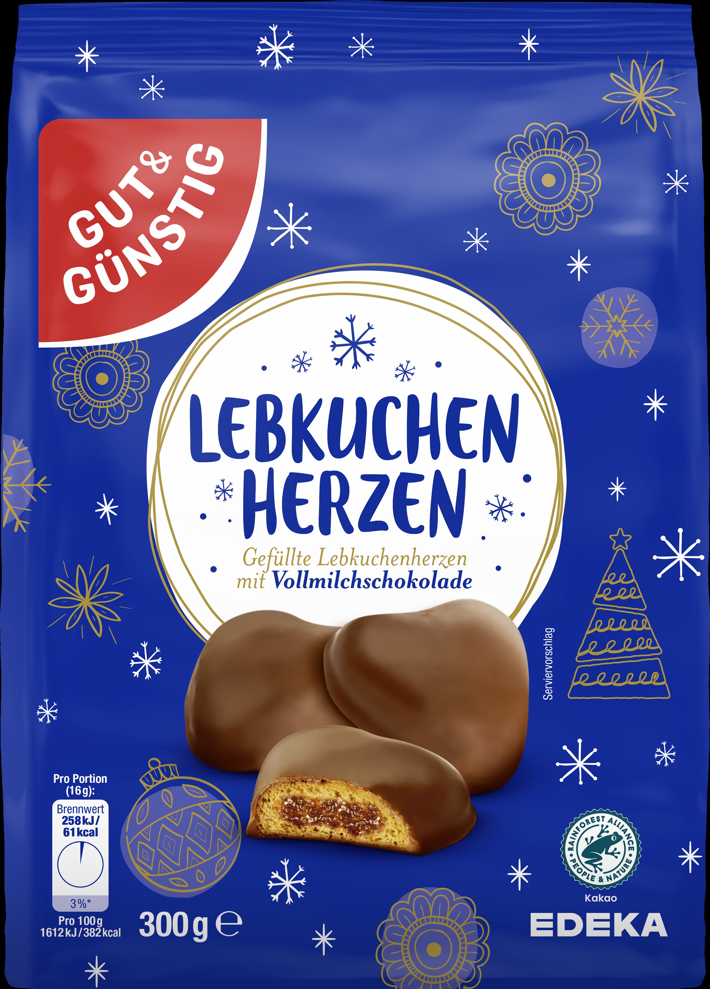 Lebkuchenherzen Vollmilch gefüllt 300 g