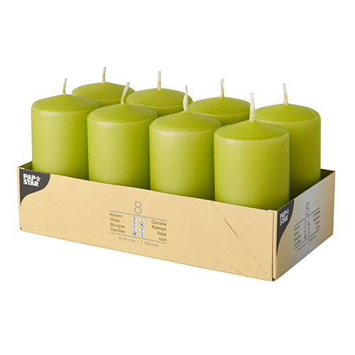 Stumpenkerzen kiwi Ø5cm H=10cm 8 St.
