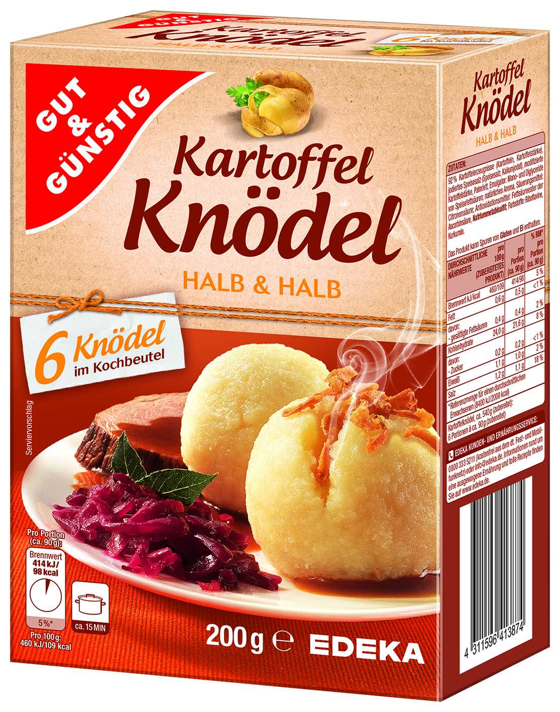 6 Kartoffelknoedel Halb&Halb im KB