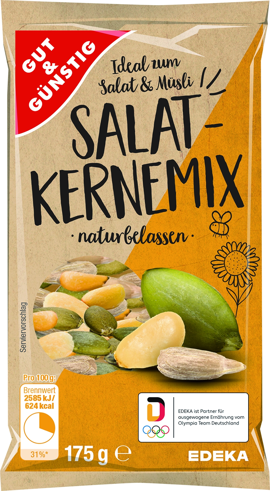Salatkernmix (Sonnenblumenkerne, Kürbiskerne, Pinienkerne)  
