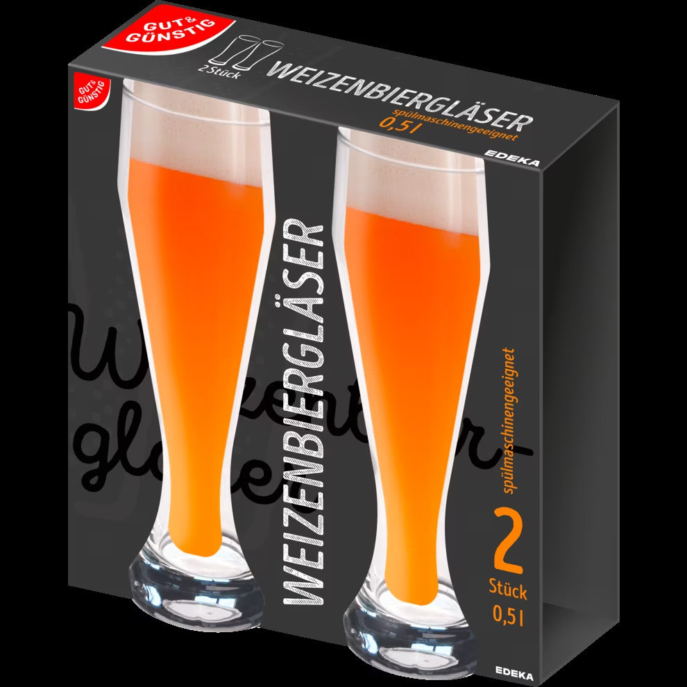Glass for wheat beer 0,5 ltr., 2pcs