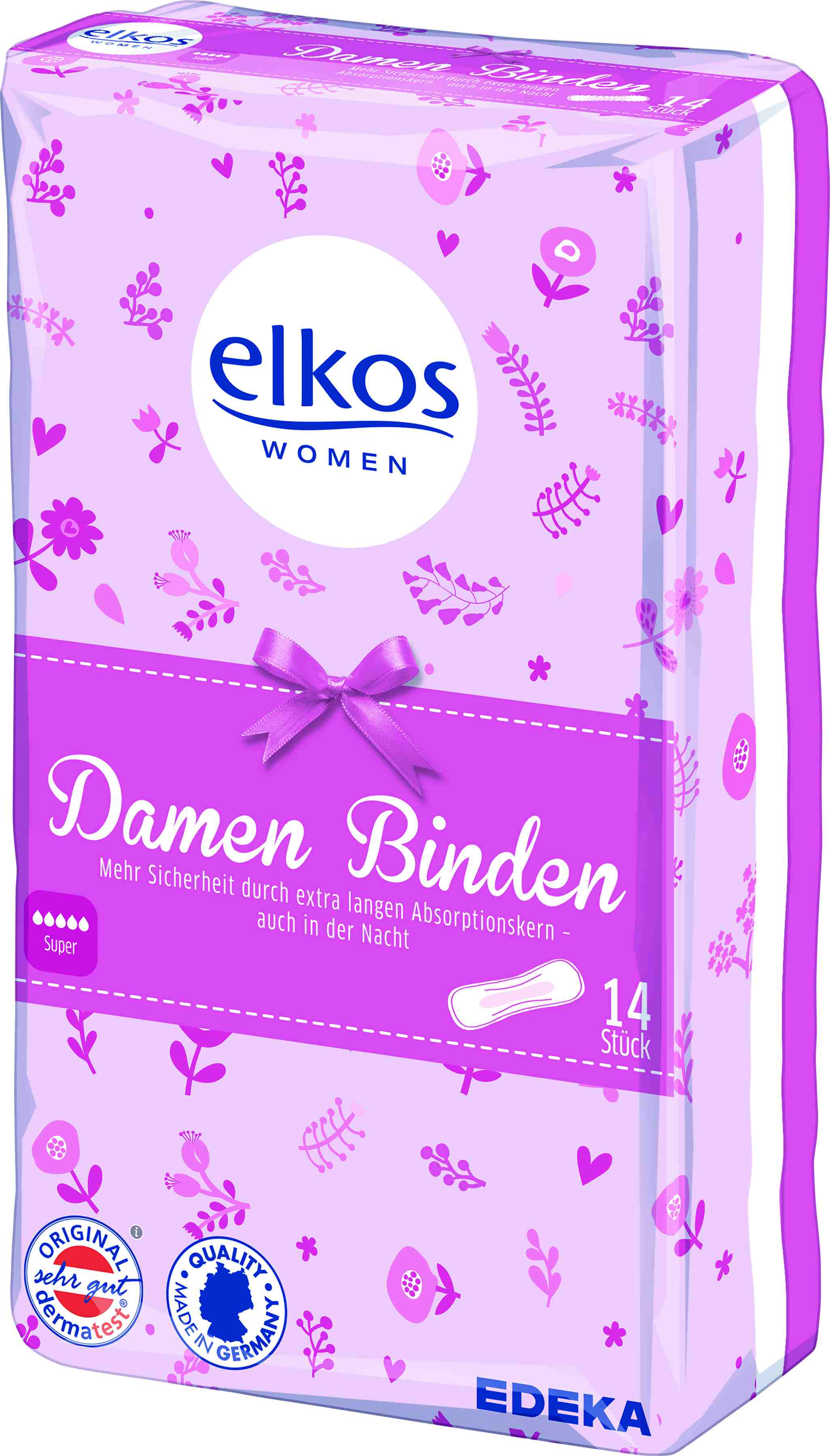 Elkos Women 14 Sanitary Pads Super with Wings : : Health