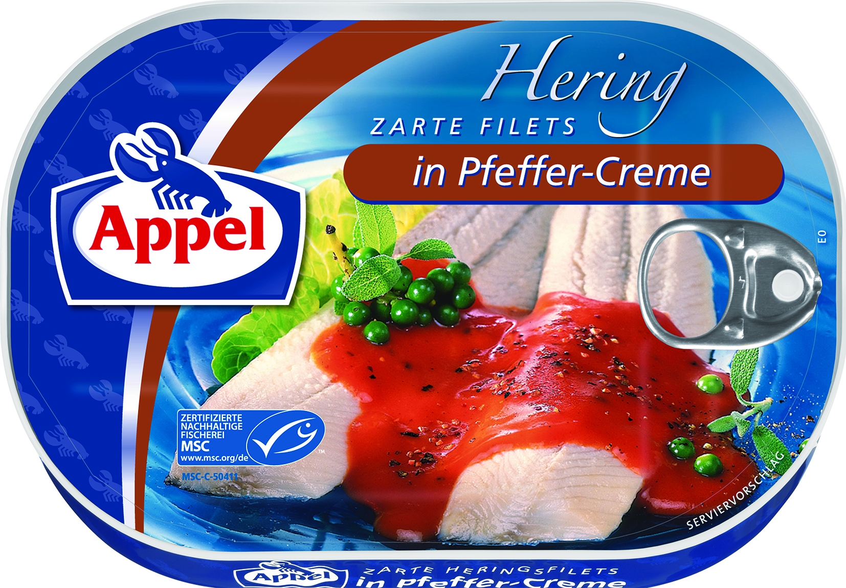 Herring fillets in pepper cream   