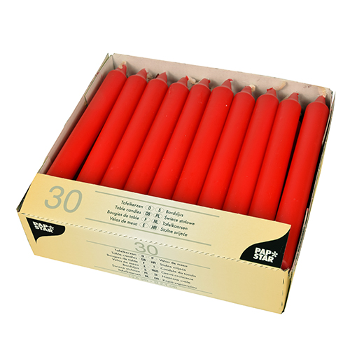 Tafelkerzen rot Ø2,15cm H=19,6cm 30st