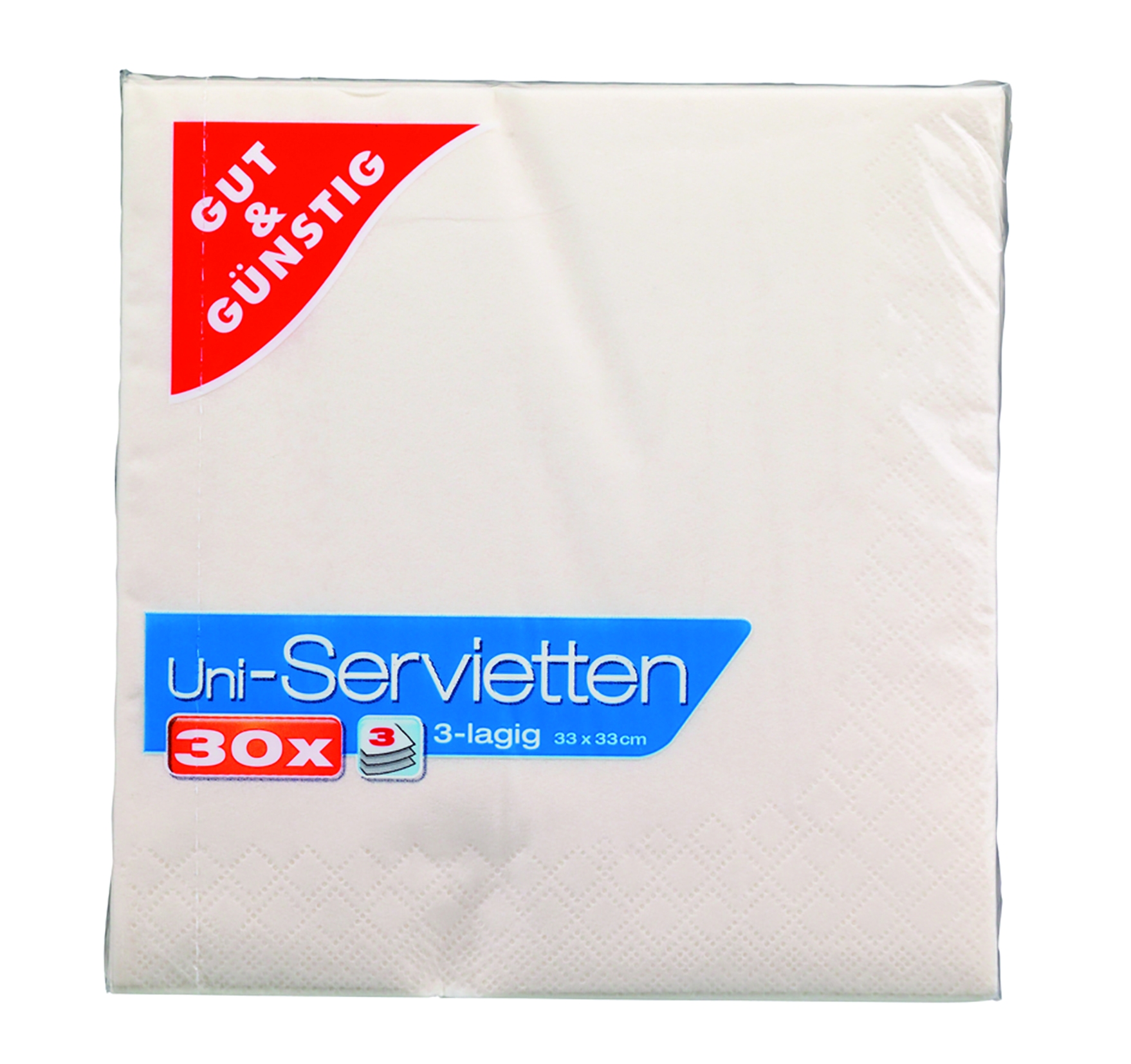 Servietten creme, 33x33cm, 3-lag., 30St.