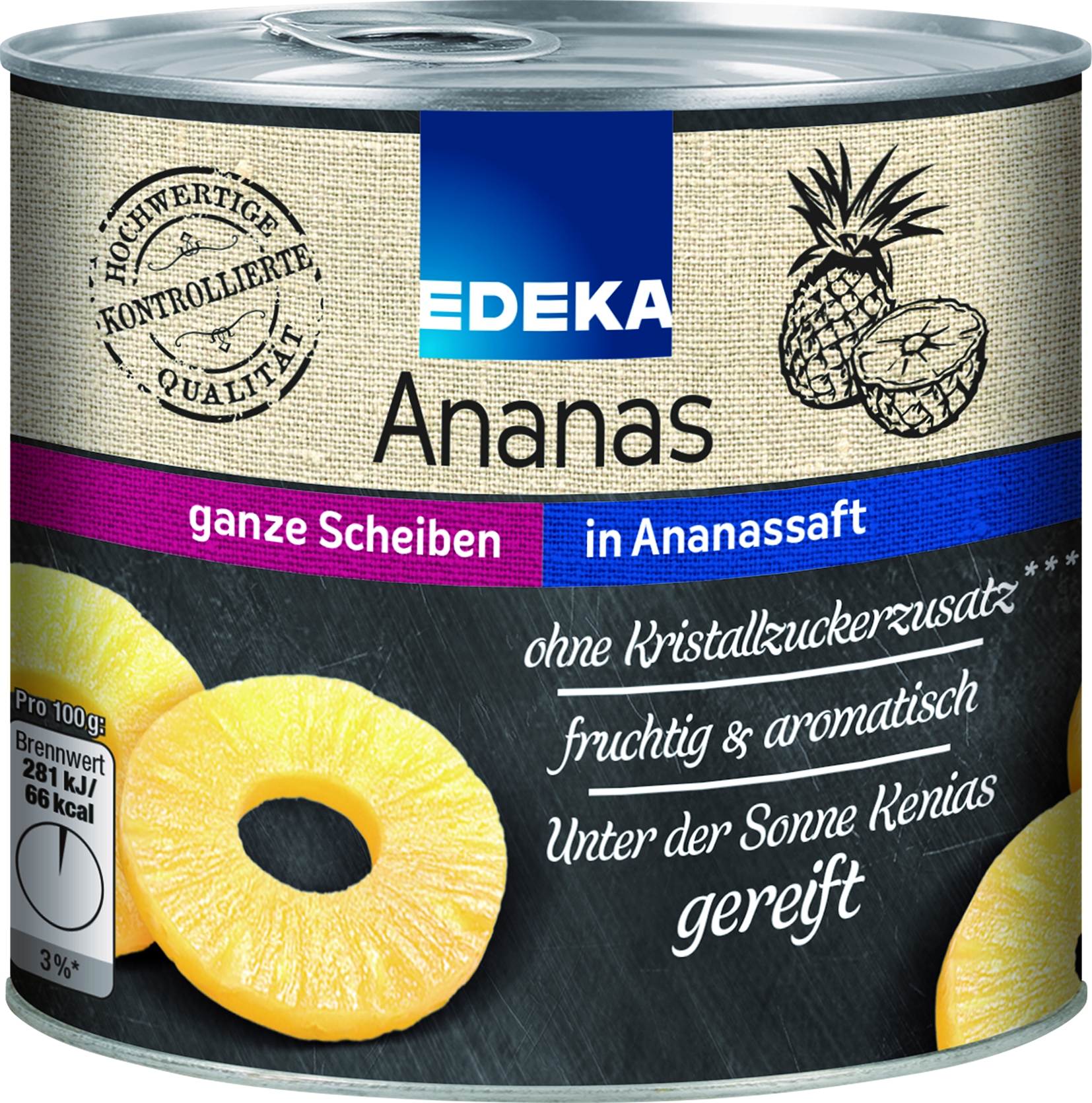 Ananas in Scheiben ohne Zucker   