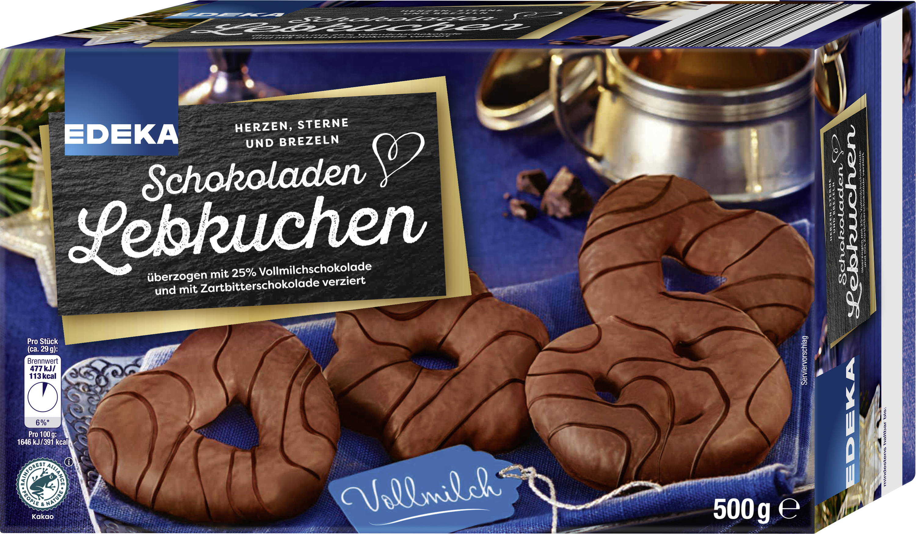 Schokoladen Lebkuchen Herzen/Sterne/Brezeln Vollmilch 500 g
