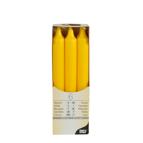 Candles yellow Ø2,15cm H=19,6cm 6pcs