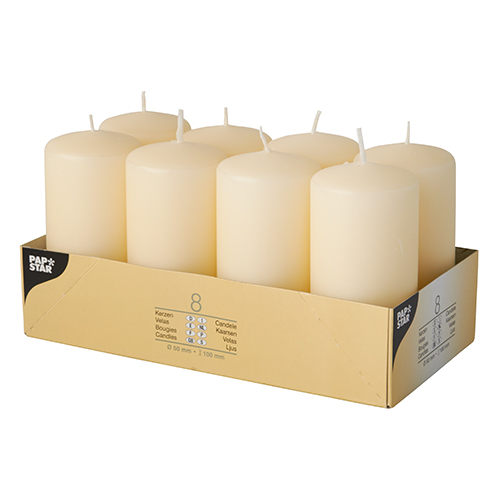 Candles creme Ø5cm H=10cm 8 pc