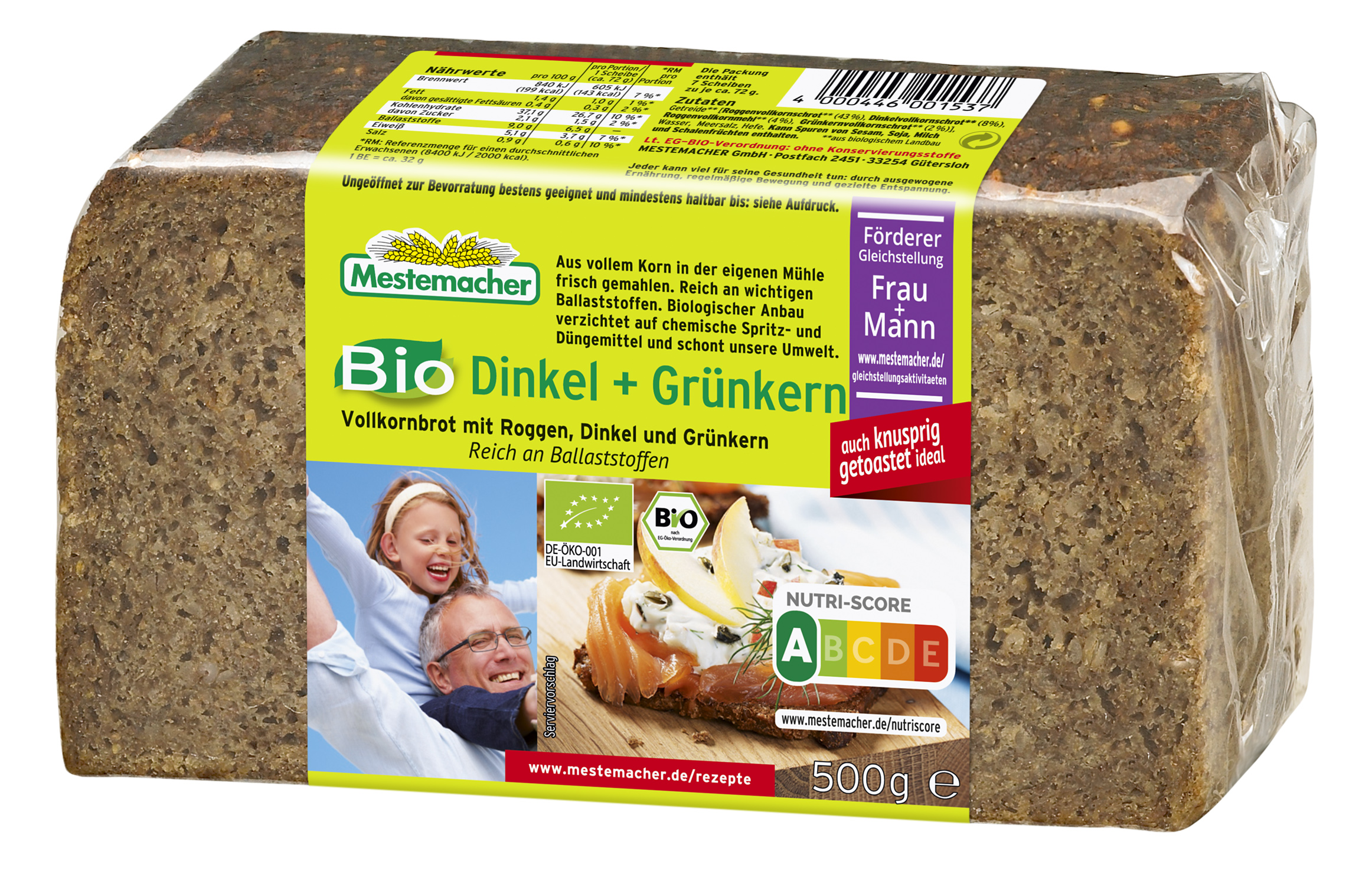 Bio Gruenkern und Dinkel Brot   