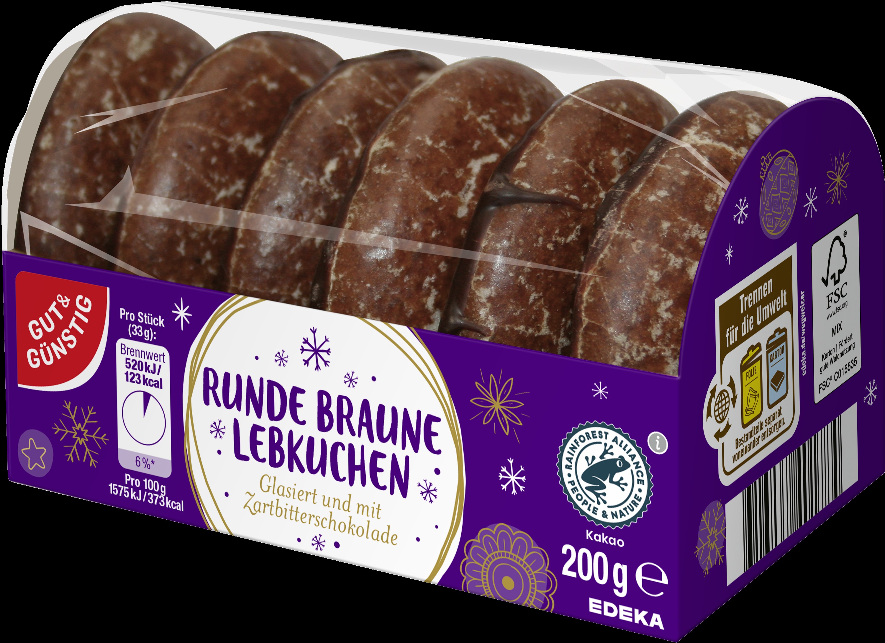 Runde Braune Lebkuchen Zartbitter 200 g