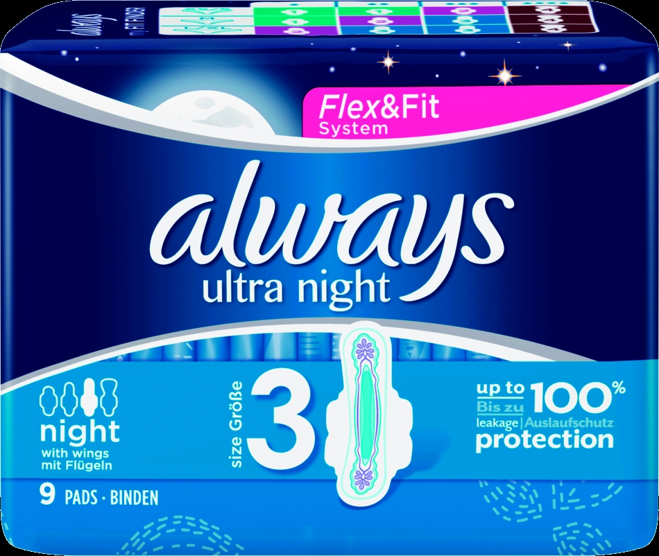 Sanitary napkins ultra night 9 pc.