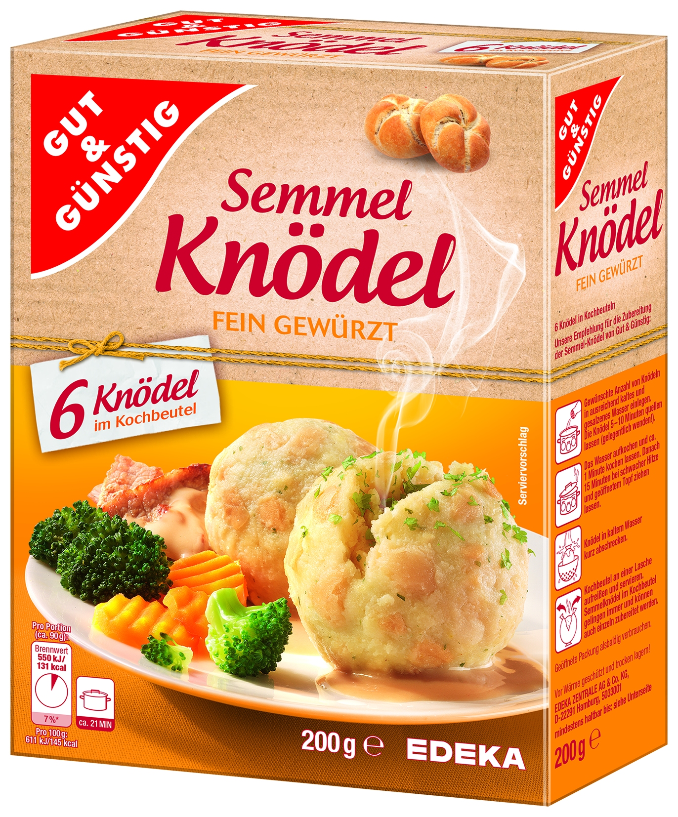 6 Semmelknoedel im Kochbeutel