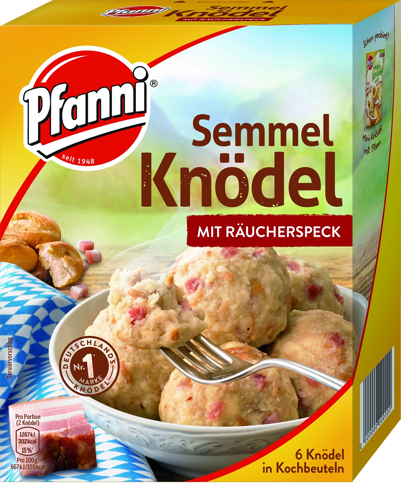 Semmelknoedel mit Speck im KB 6 Stck.