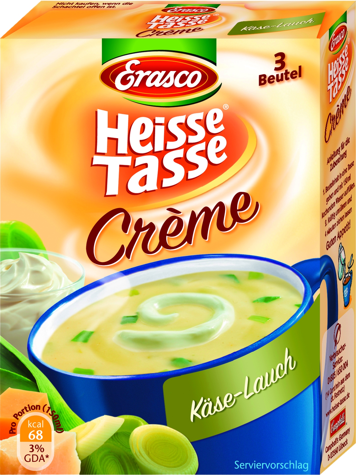 Heisse Tasse Lauchcremesuppe 3er