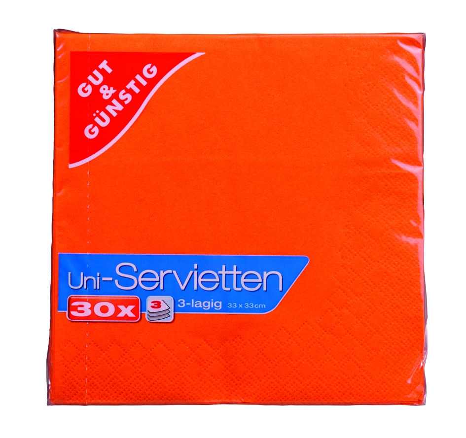 Servietten orange, 33x33cm, 3-lag, 30St.