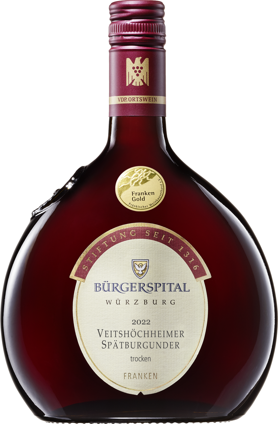 Bürgerspital, Veitshöchheimer Spätburgunder, VdP. Ortswein, trocken, rot, Bocksbeutel