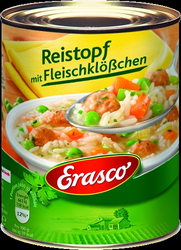 Reistopf mit Fleischkloesschen   