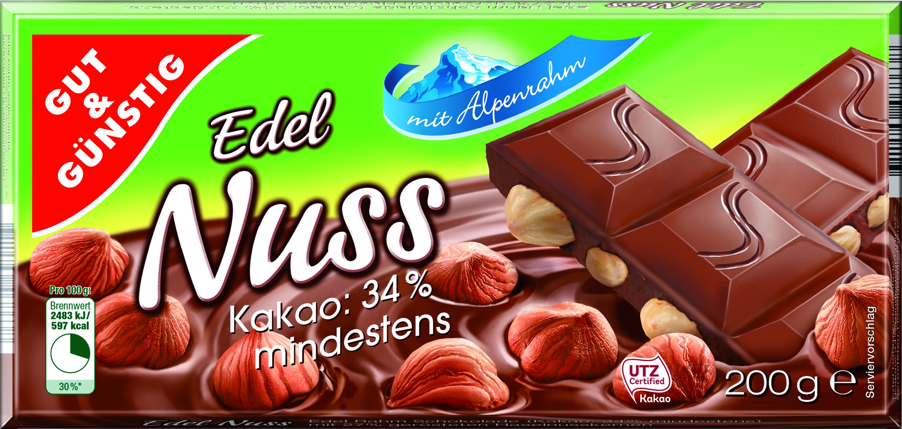 Edel Alpenrahm Nuss Schokolade   