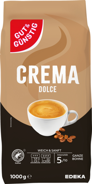 Gut & Günstig Kaffee Crema Dolce ganze Bohnen
