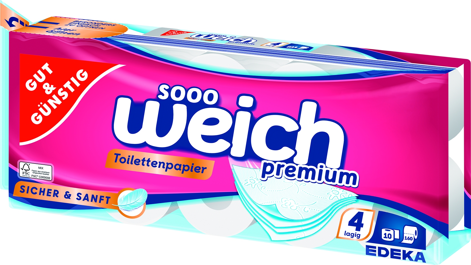 Toilettenpapier Premium 4-lag.10x180Bl.