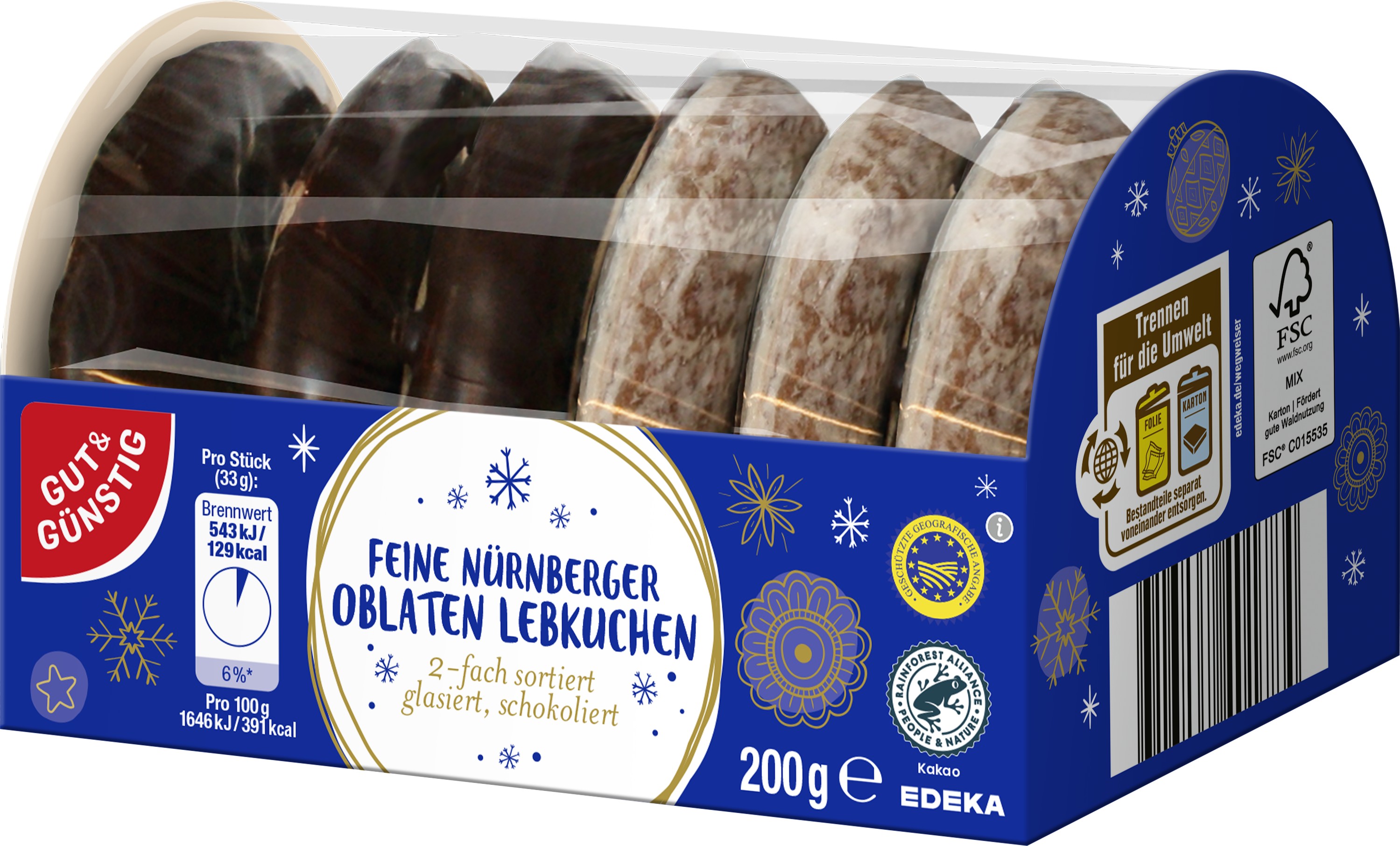 Oblaten-Lebkuchen 2-fach sortiert
