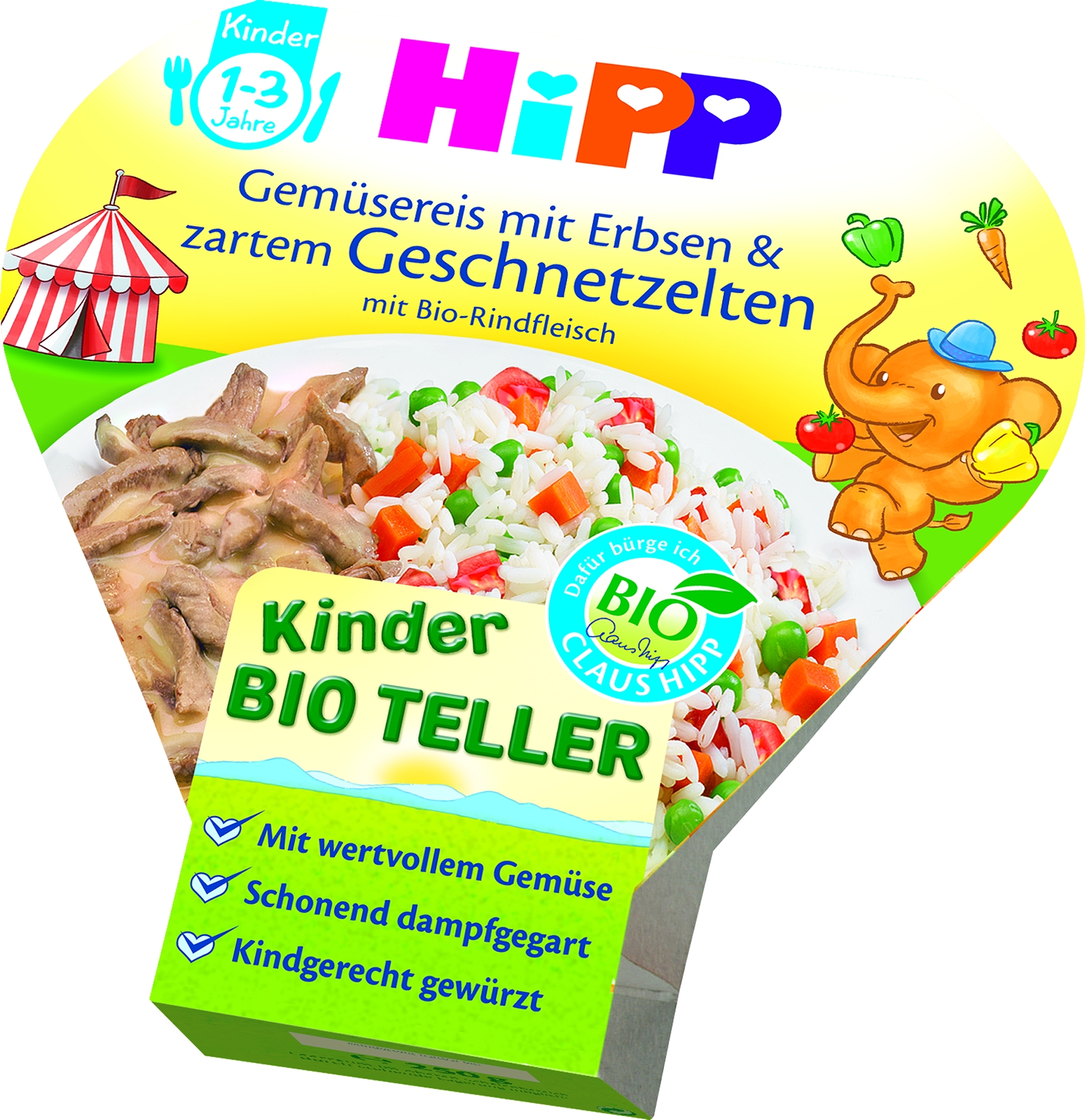 Bio 8657 Gemüsereis mit Erbsen und zartem Geschnetzelten